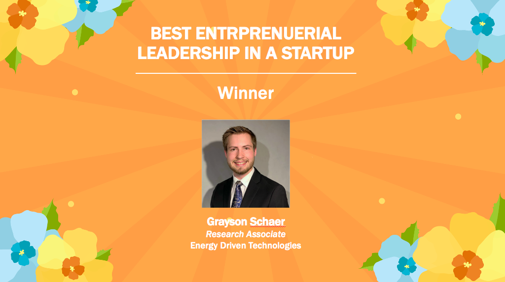 Grayson Schaer, Entrepreneurial Leadership in a Startup Winner
