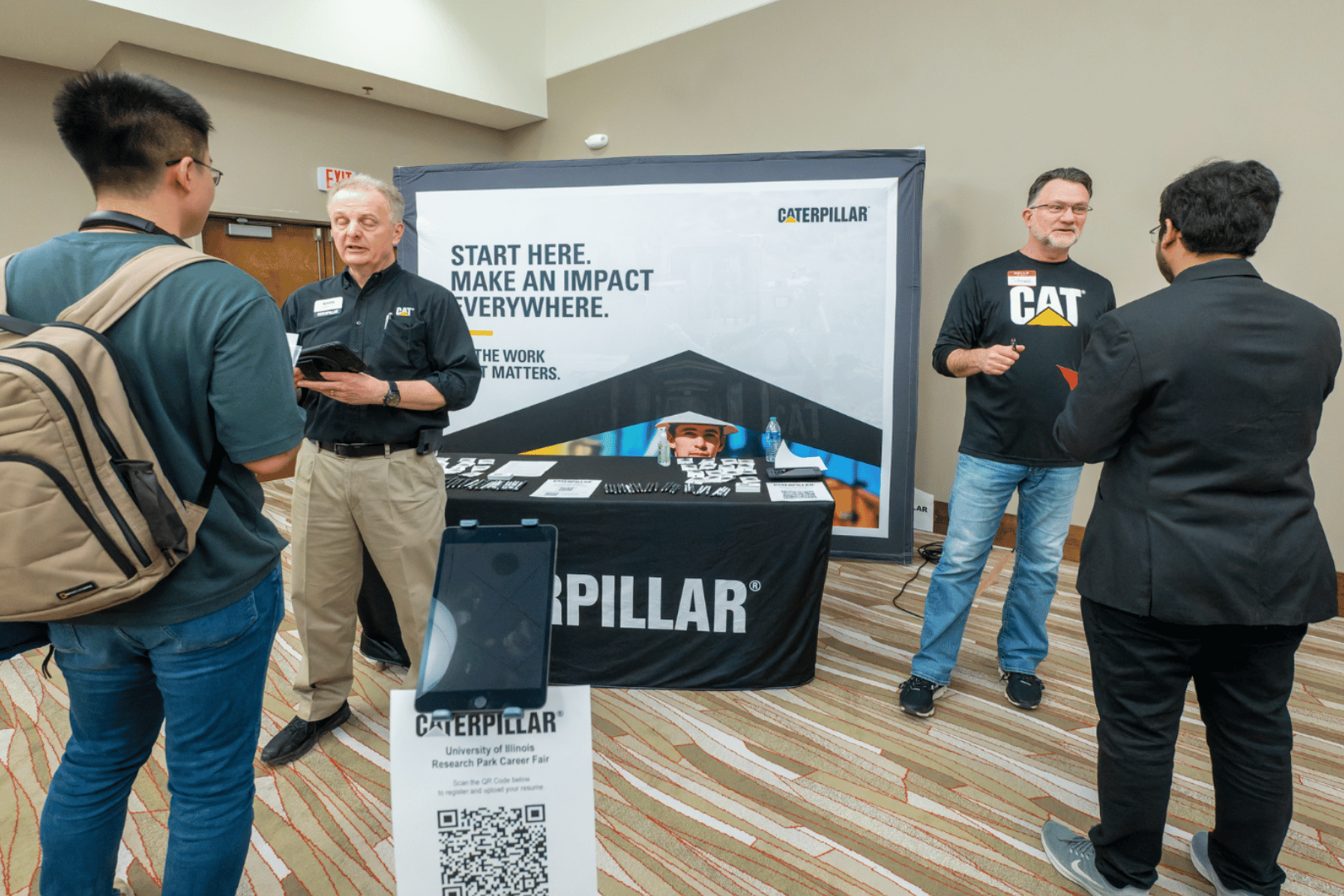 Students talking to Caterpillar recruiters